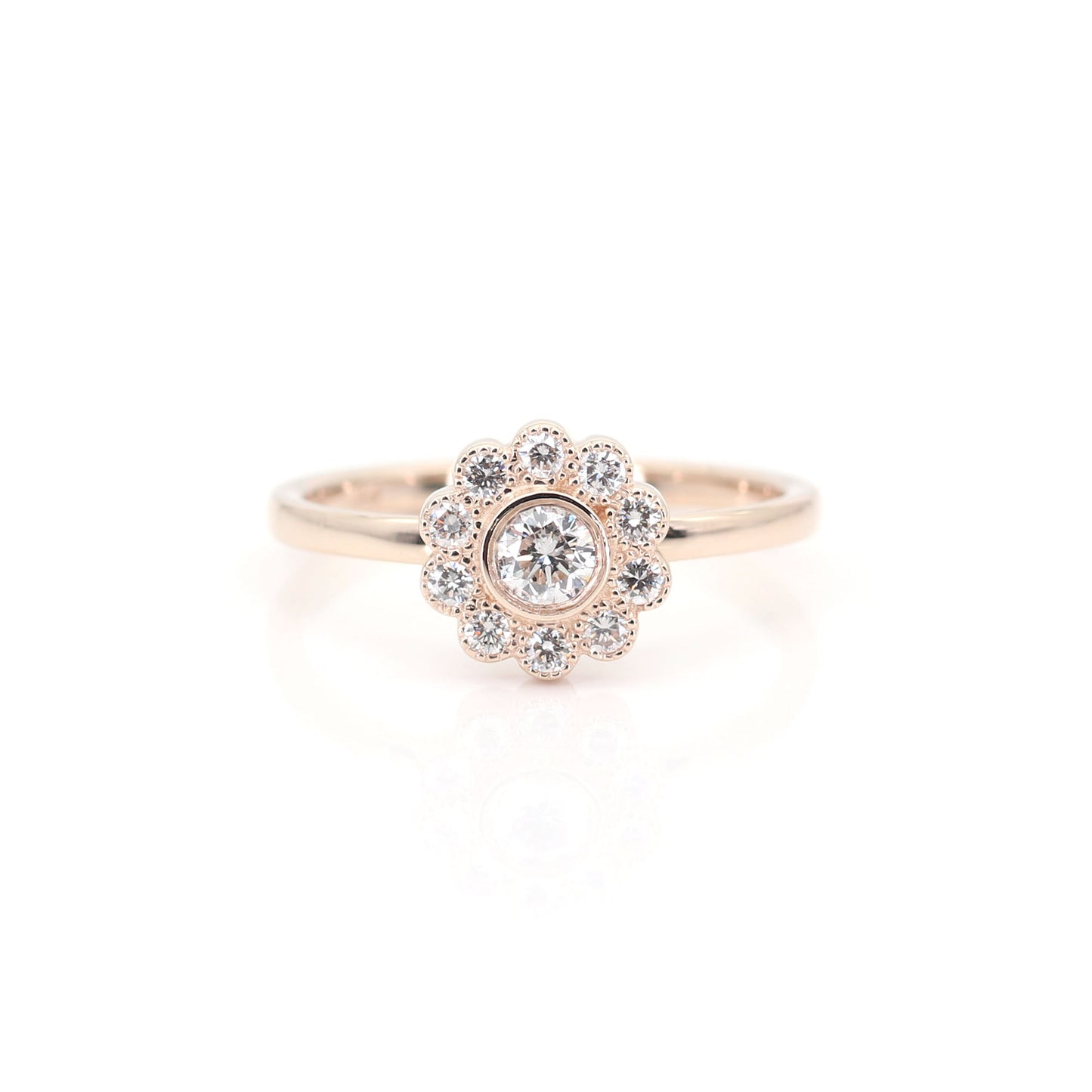 14K DIAMOND FLOWER RING