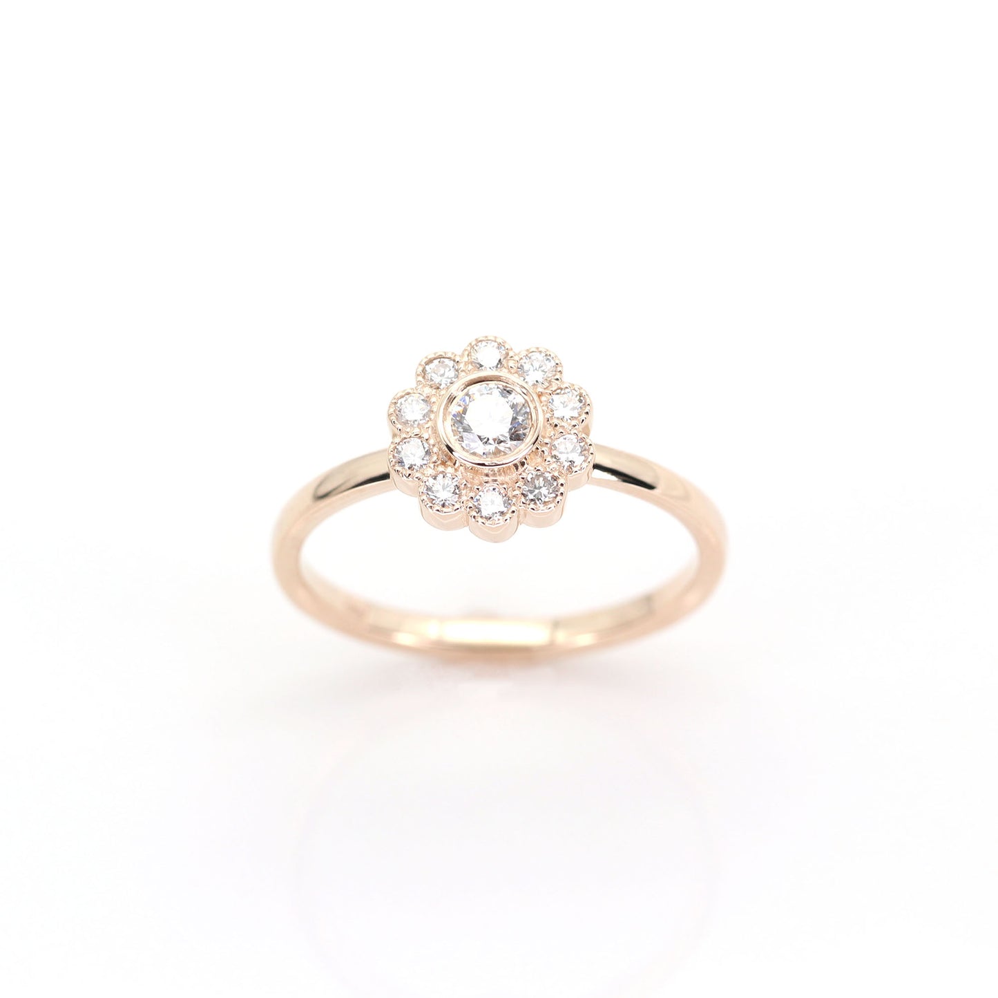 14K DIAMOND FLOWER RING