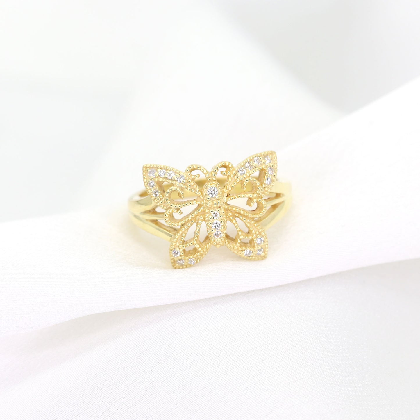 14K Diamond Butterfly Ring