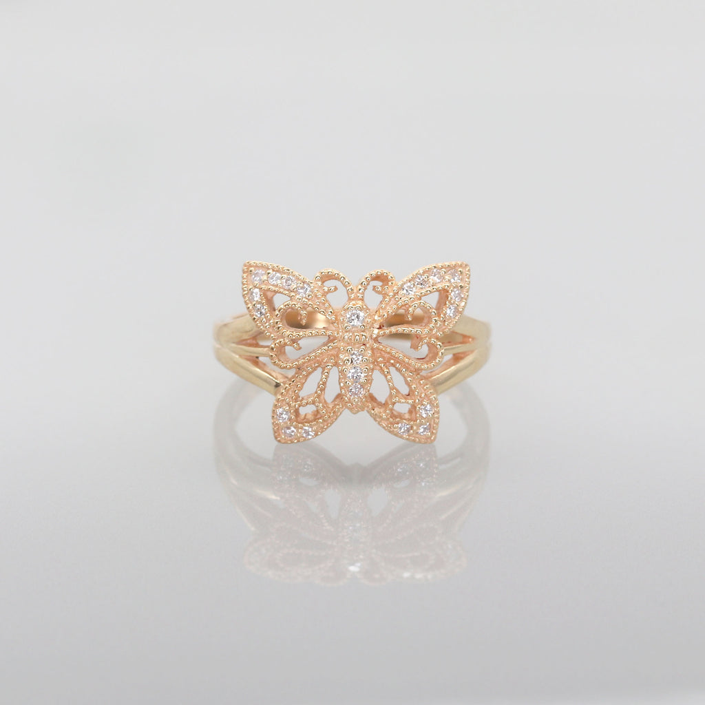 14K Diamond Butterfly Ring
