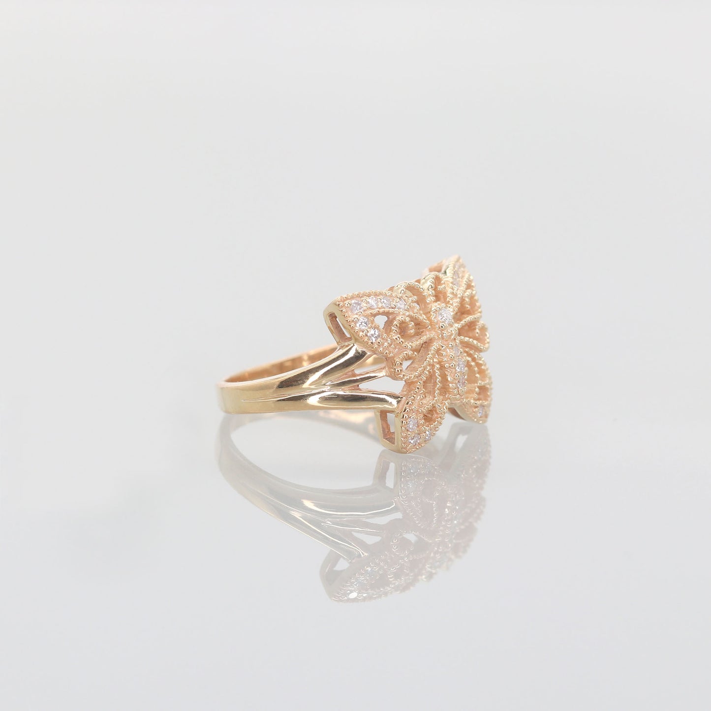 14K Diamond Butterfly Ring