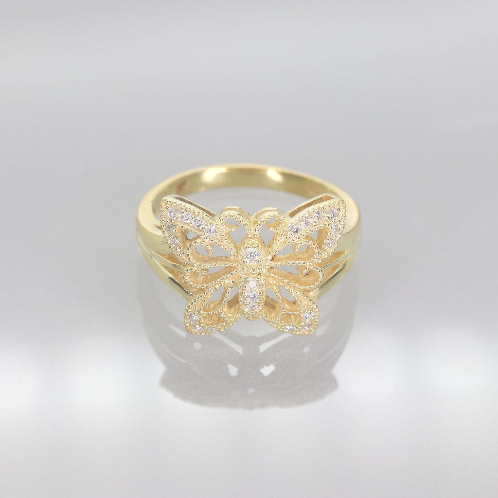 14K Diamond Butterfly Ring