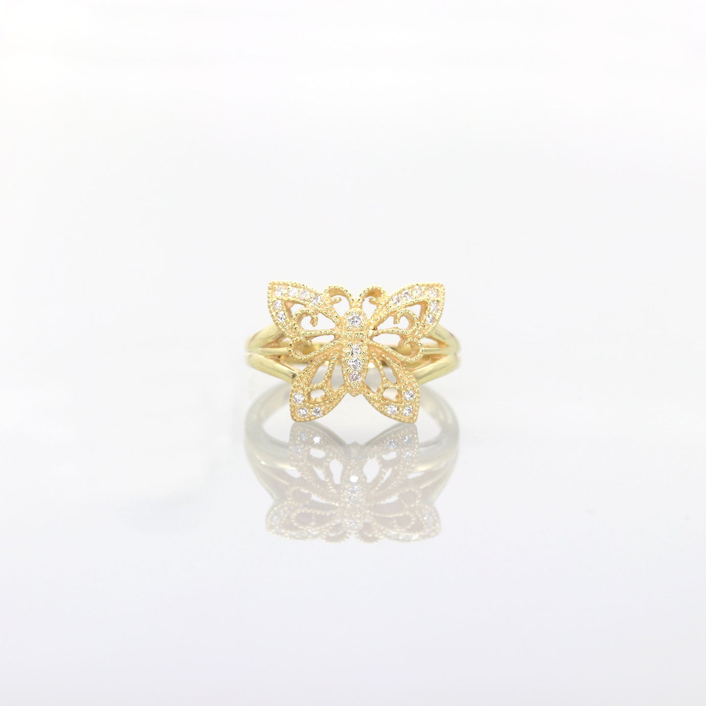 14K Diamond Butterfly Ring