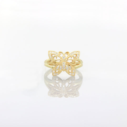 14K Diamond Butterfly Ring