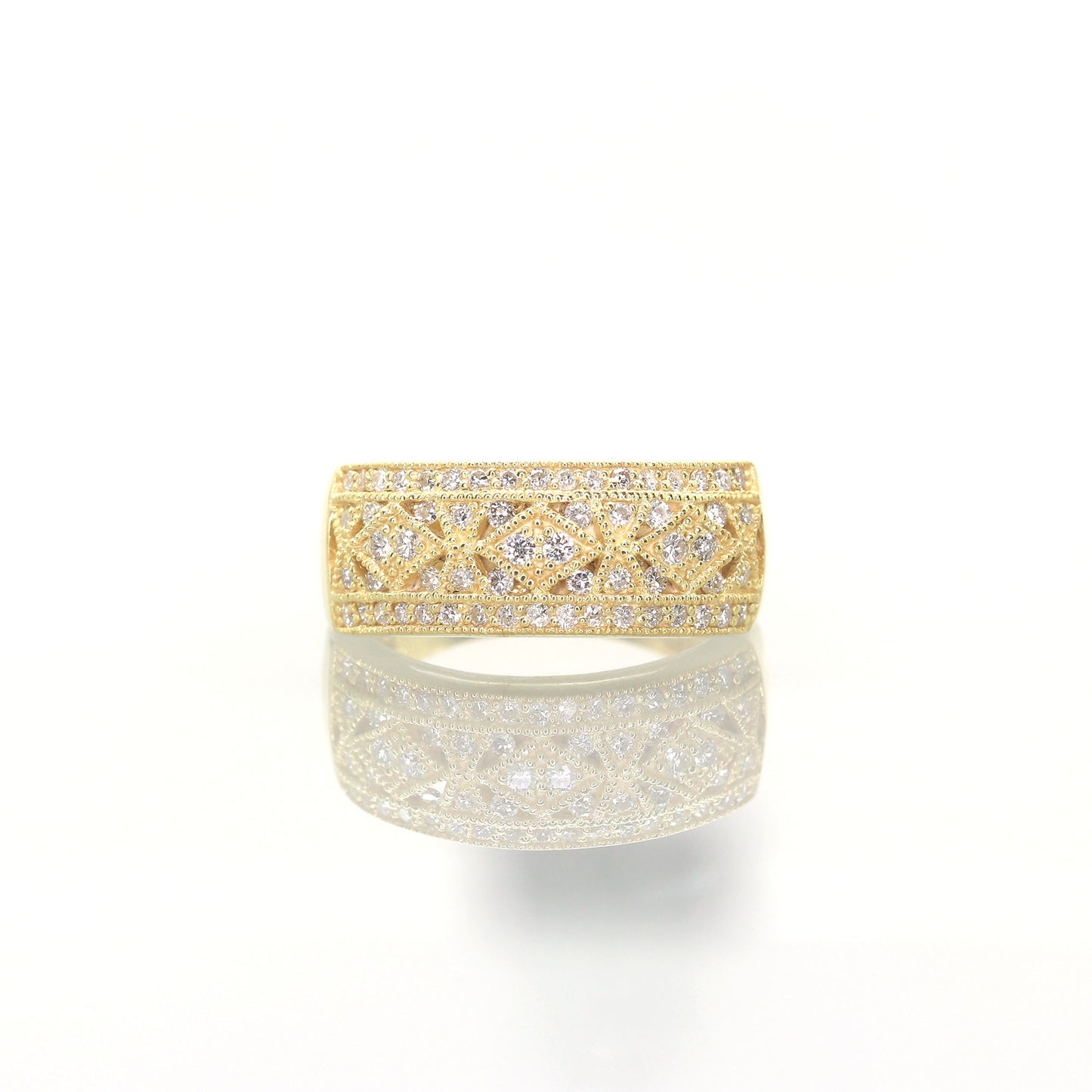 14K ART DECO DIAMOND WEDDING BAND