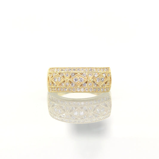 14K Diamond Art Deco Wedding Band