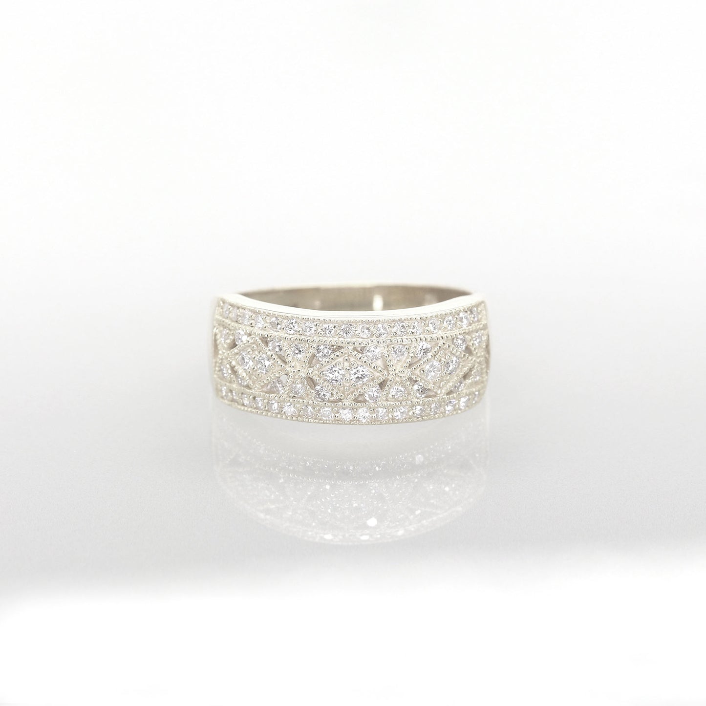 14K ART DECO DIAMOND WEDDING BAND