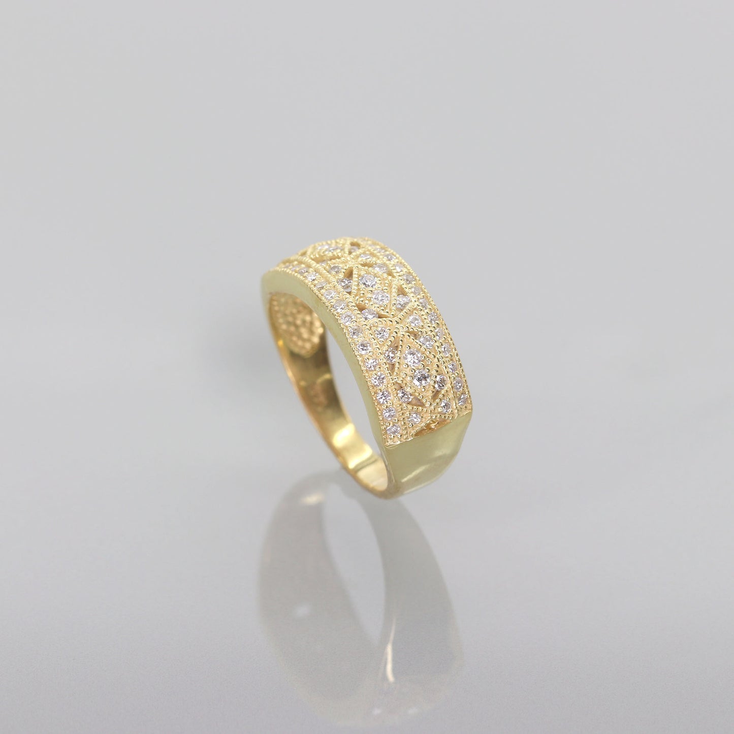 14K ART DECO DIAMOND WEDDING BAND