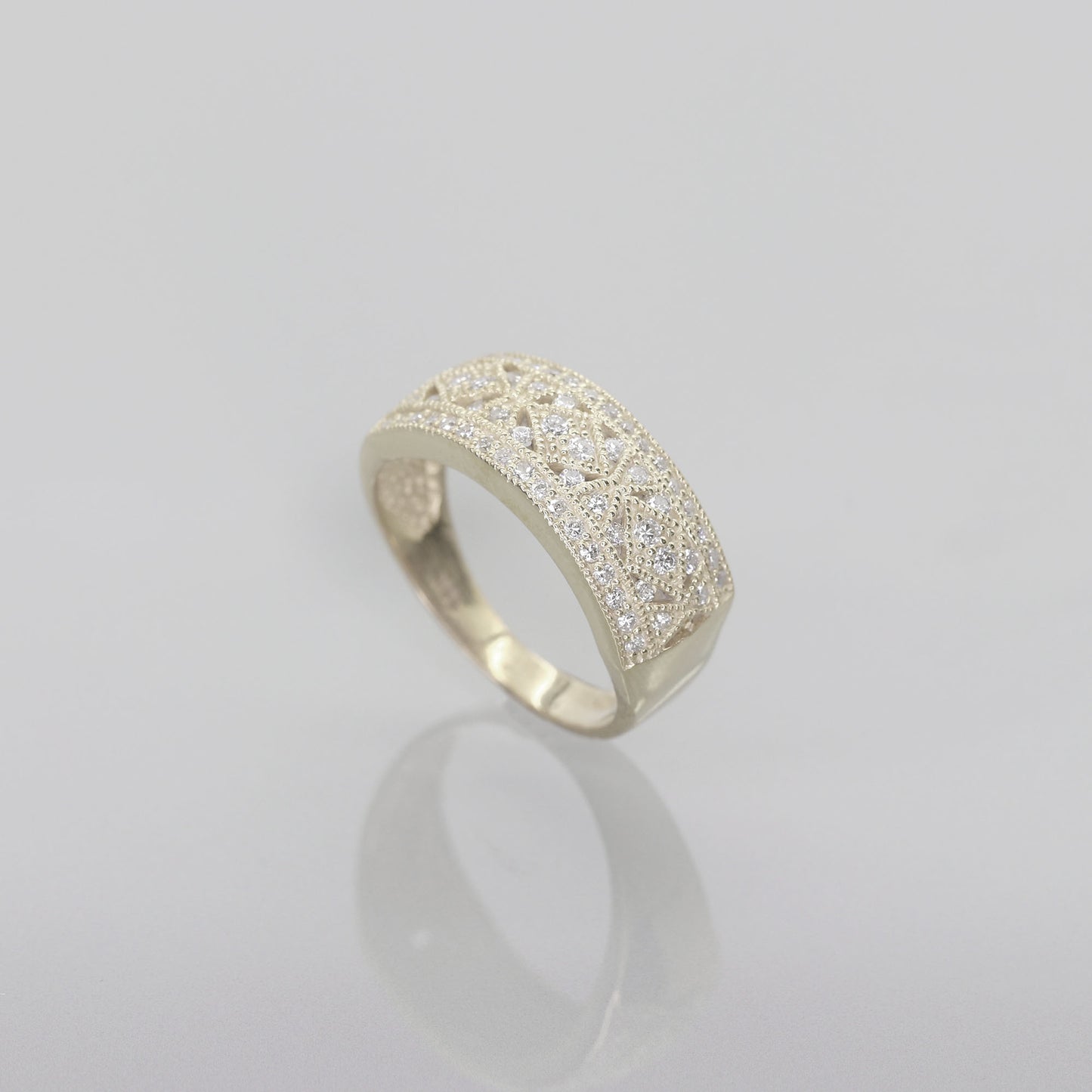 14K ART DECO DIAMOND WEDDING BAND