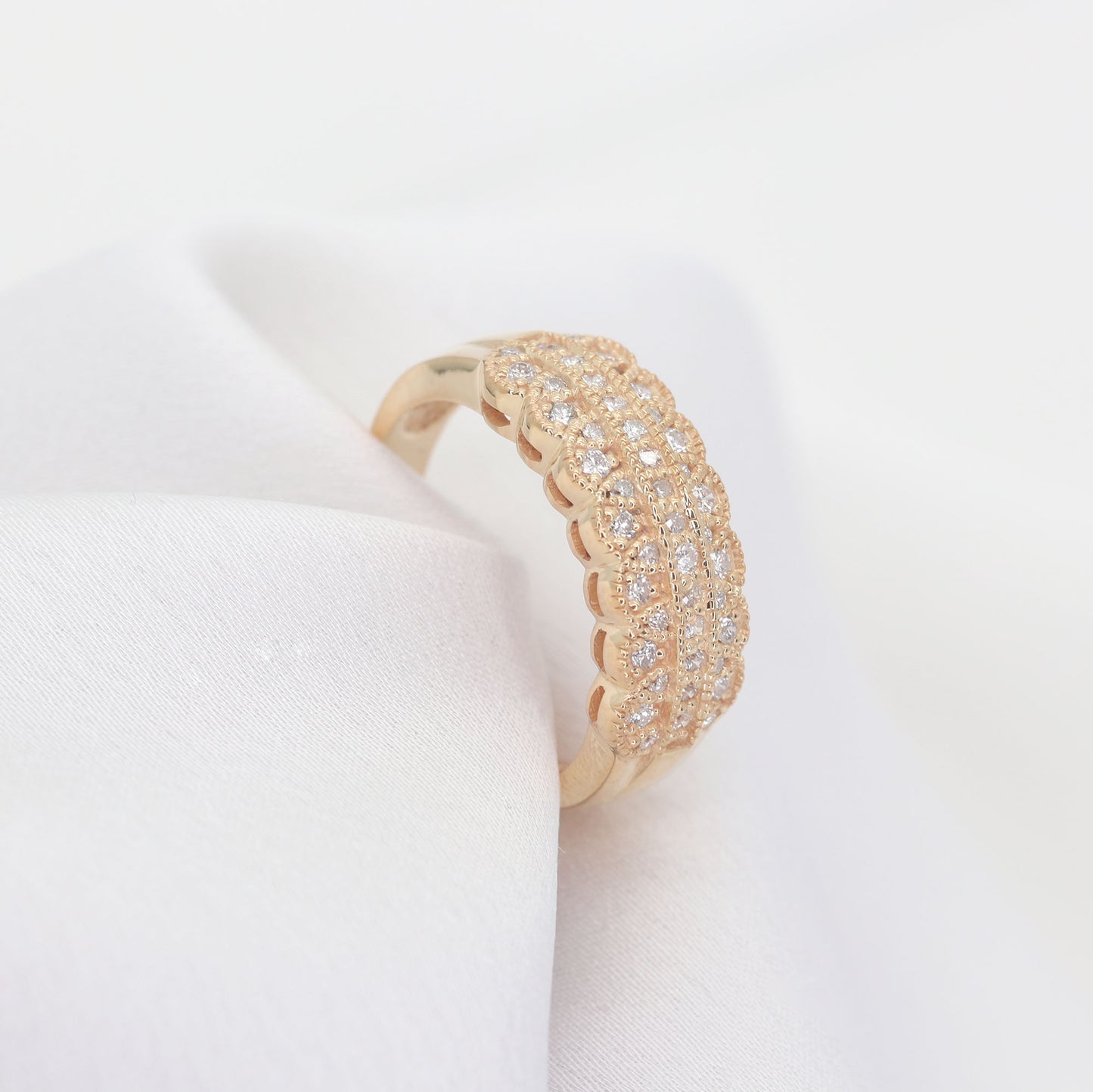 14K ART DECO DIAMOND WEDDING BAND