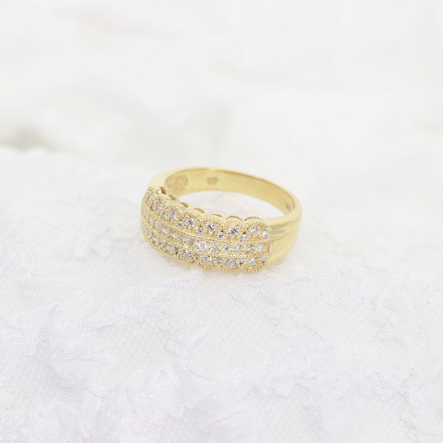 14K ART DECO DIAMOND WEDDING BAND