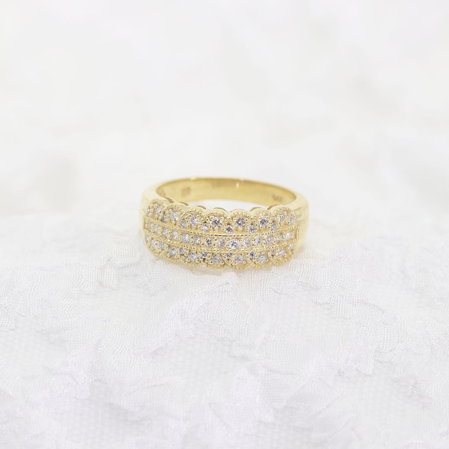 14K ART DECO DIAMOND WEDDING BAND