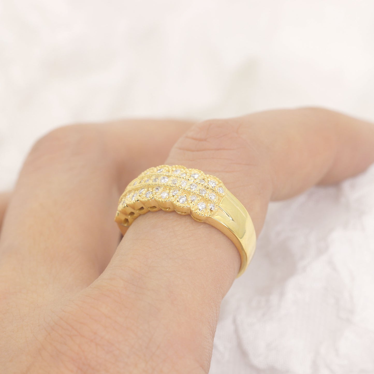 14K ART DECO DIAMOND WEDDING BAND