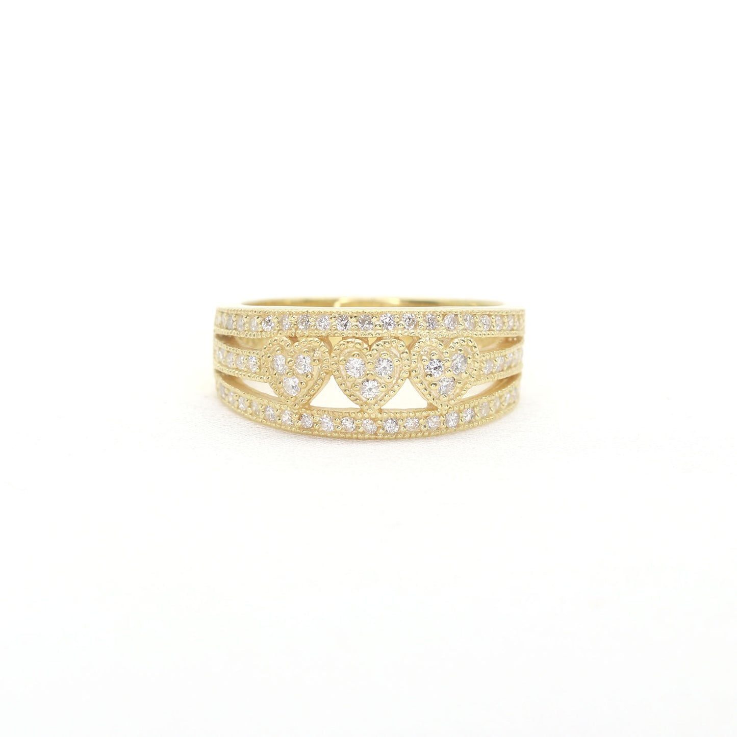 14K Diamond Heart Wedding Band