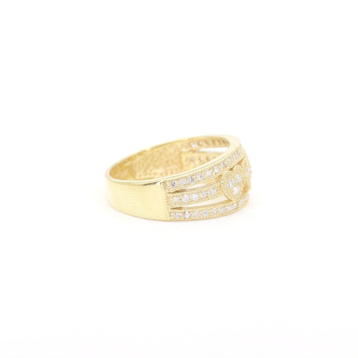 14K Diamond Heart Wedding Band