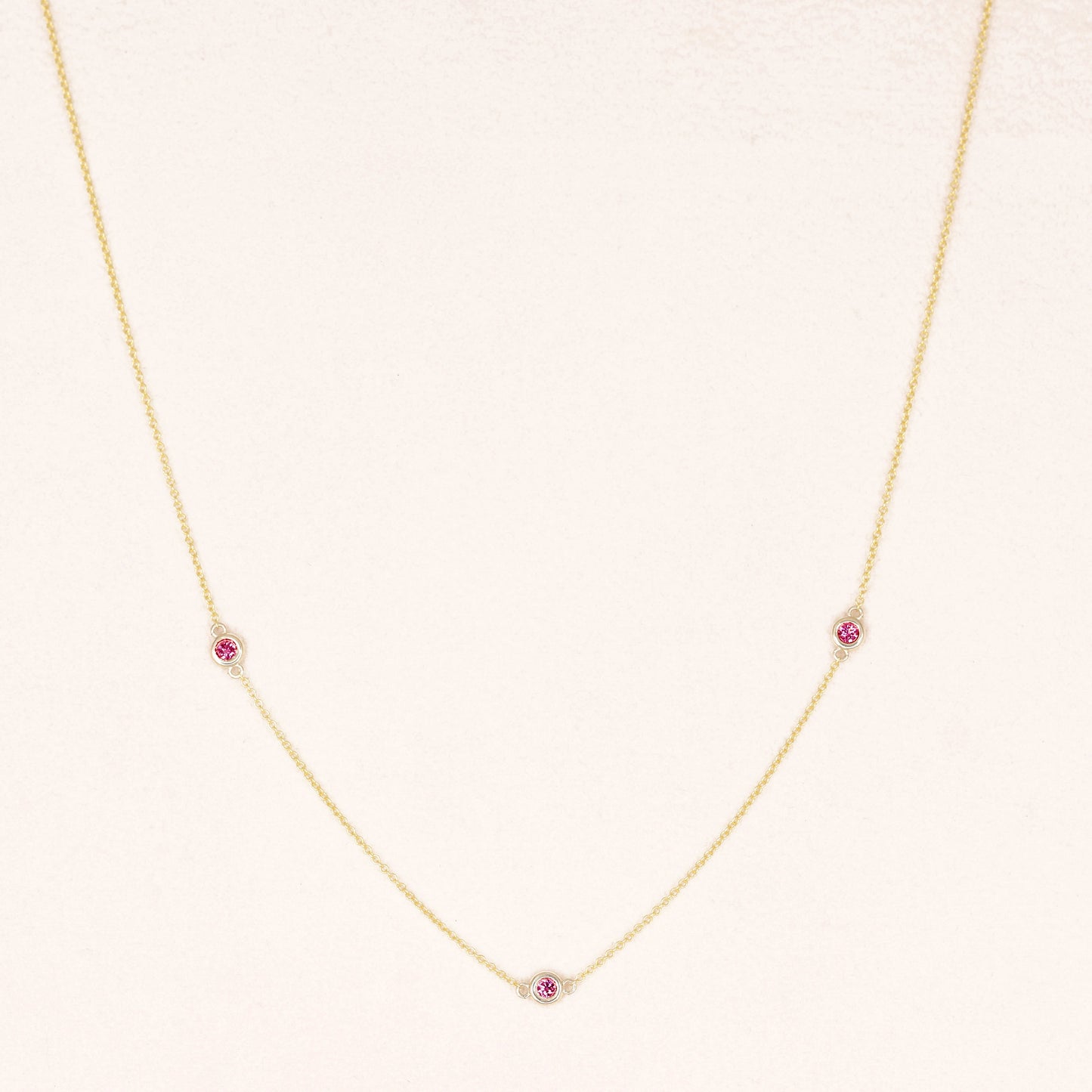 14K 3 RUBY BY THE YARD NECKLACE