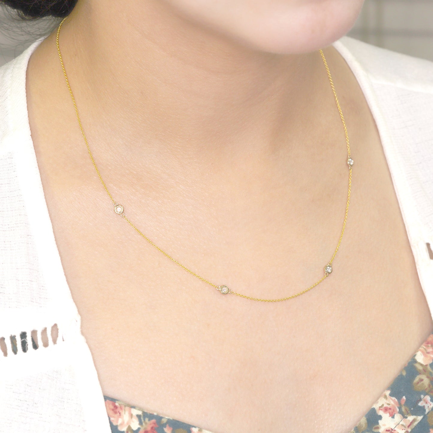 14K 4 DIAMOND BY THE YARD GOLD NECKLACE