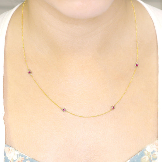 14K 4 RUBY BY THE YARD NECKLACE