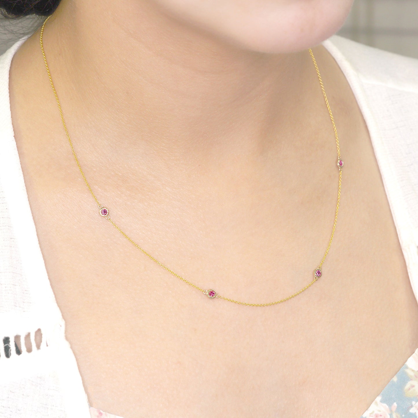 14K 4 RUBY BY THE YARD NECKLACE