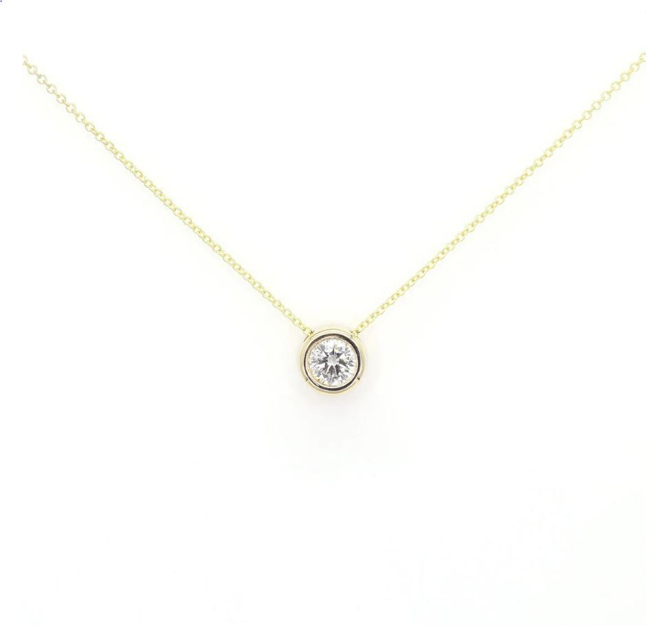 0.5ct Lab Grown Diamond Bezel Necklace / 14k Solid Gold Necklace