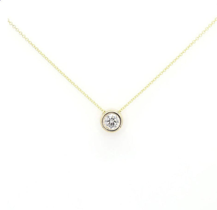 0.5ct Lab Grown Diamond Bezel Necklace / 14k Solid Gold Necklace