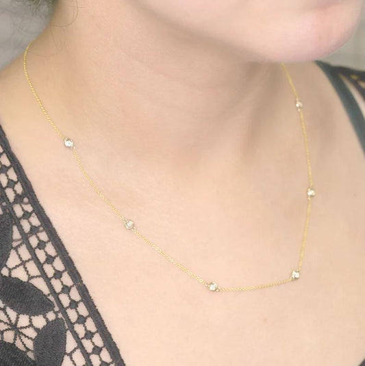 14K 6 DIAMOND BY THE YARD GOLD NECKLACE