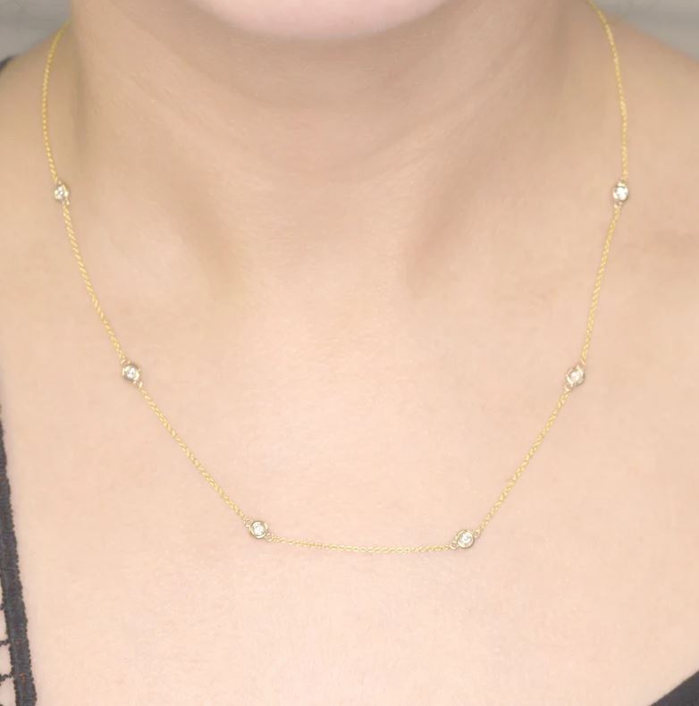 14K 6 DIAMOND BY THE YARD GOLD NECKLACE