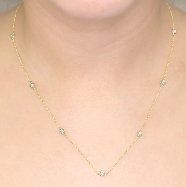 14K 7 DIAMOND BY THE YARD GOLD NECKLACE