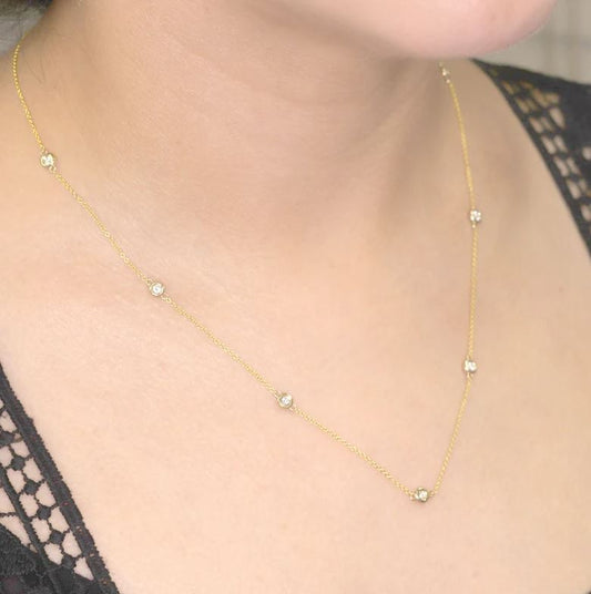 14K 7 DIAMOND BY THE YARD GOLD NECKLACE