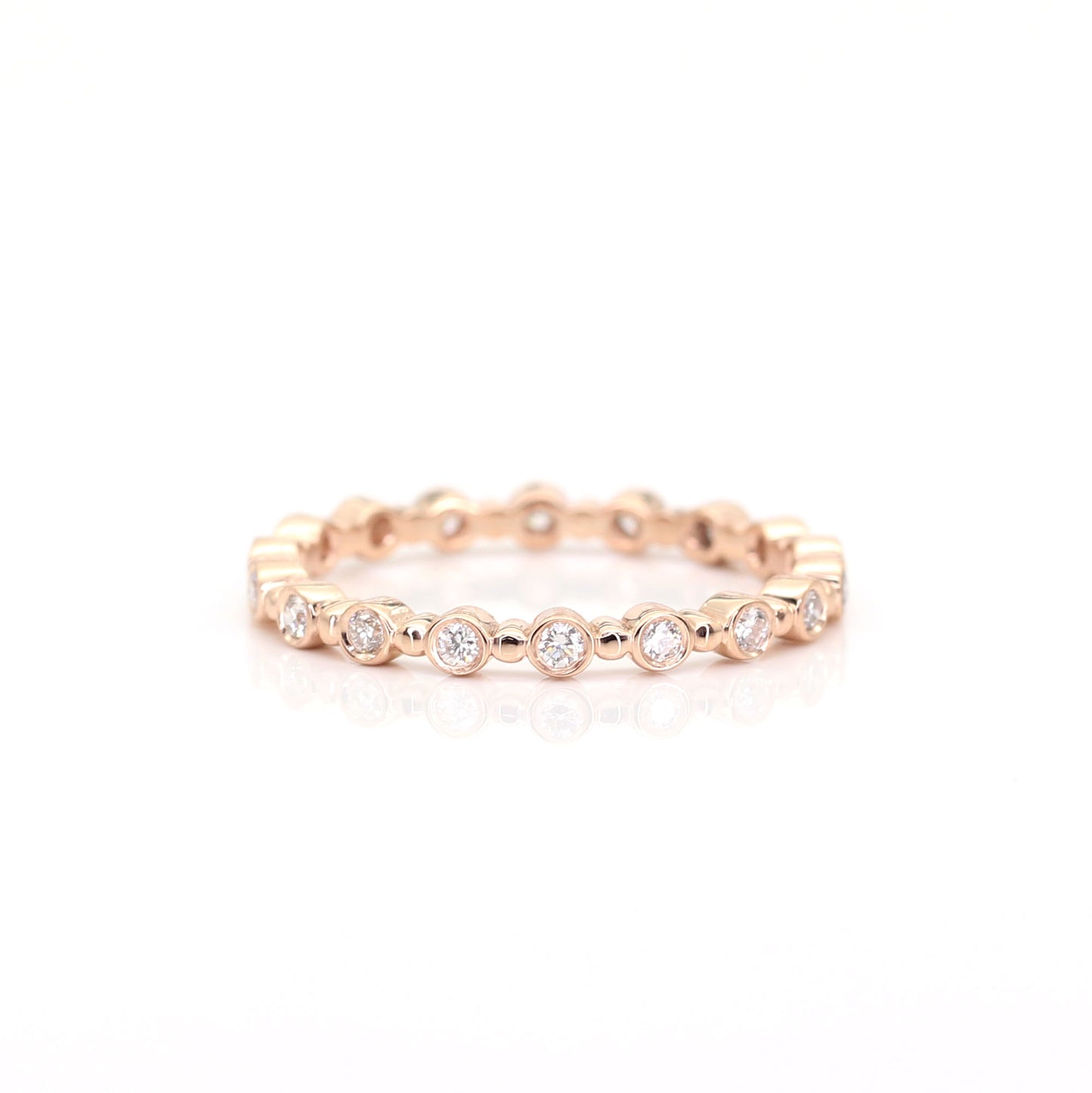 14K 0.28CT DIAMOND BEZEL BEAD FULL ETERNITY BAND