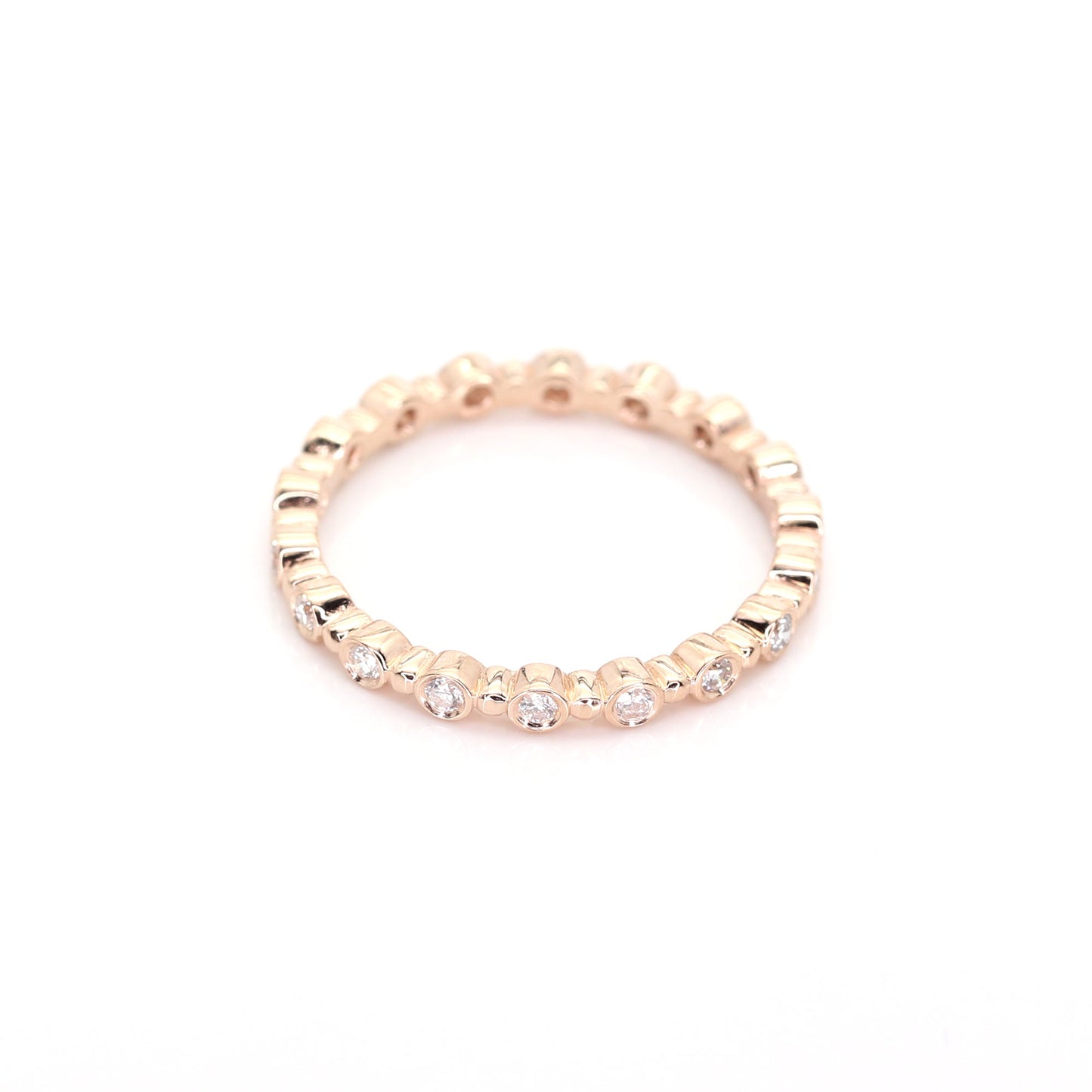 14K 0.28CT DIAMOND BEZEL BEAD FULL ETERNITY BAND