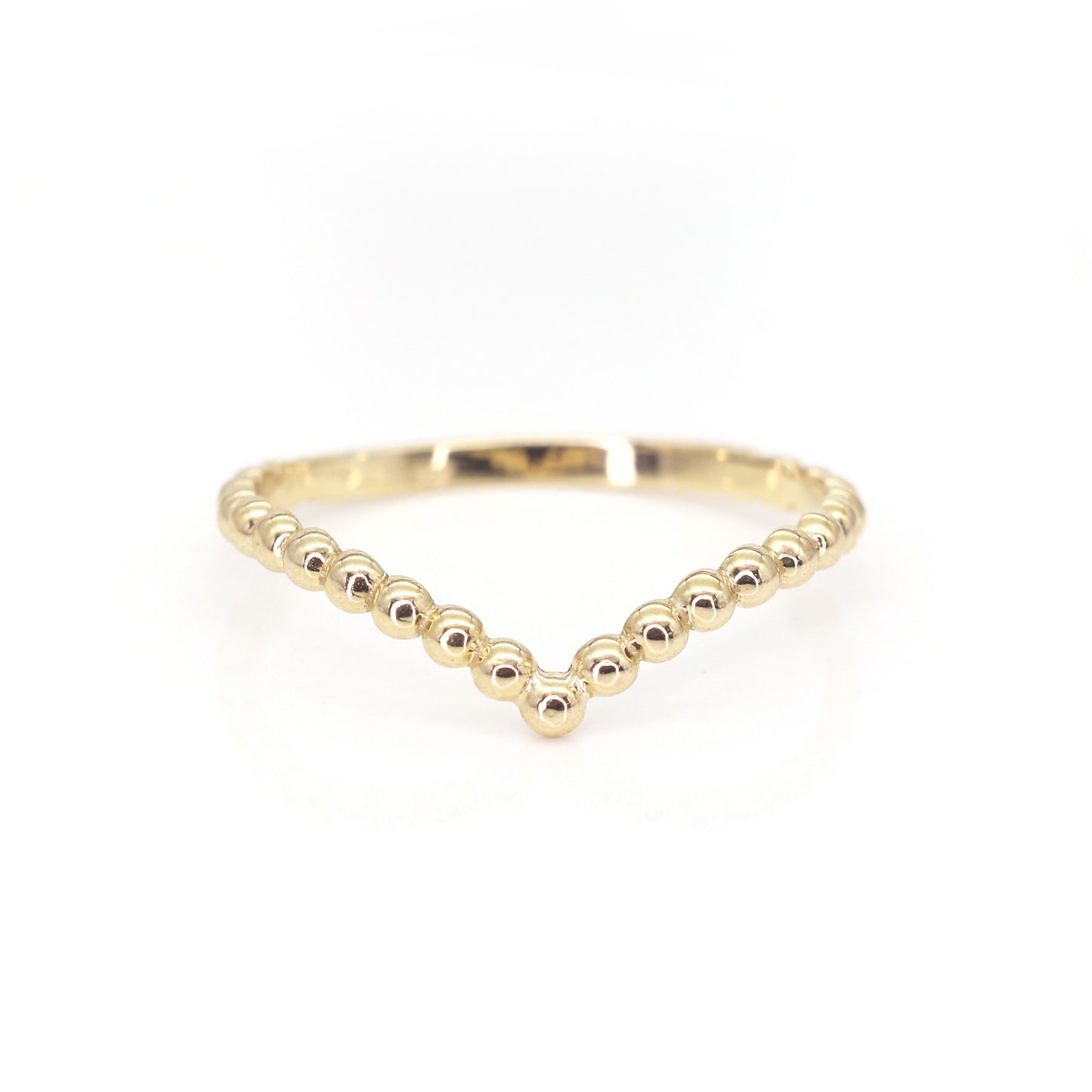 14K CHEVRON BEADED BAND