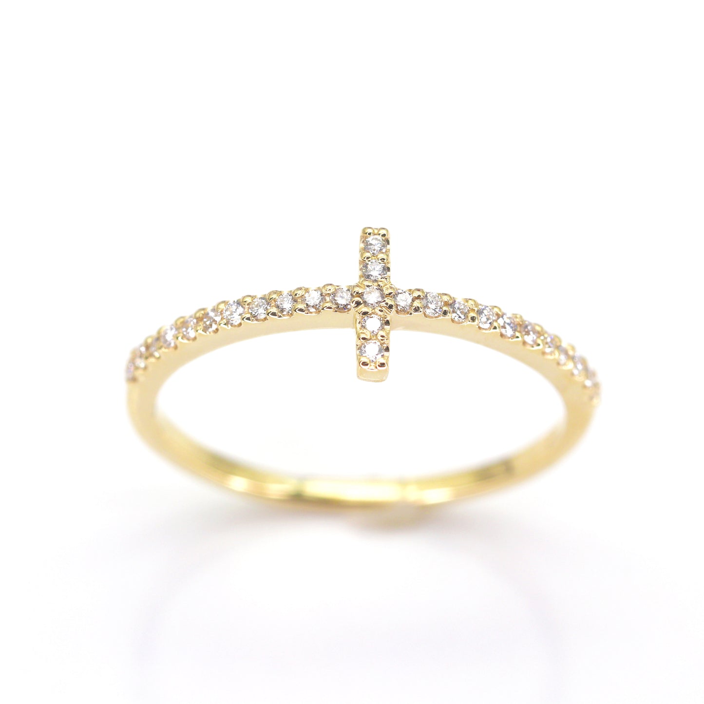 14K DIAMOND CROSS BAND