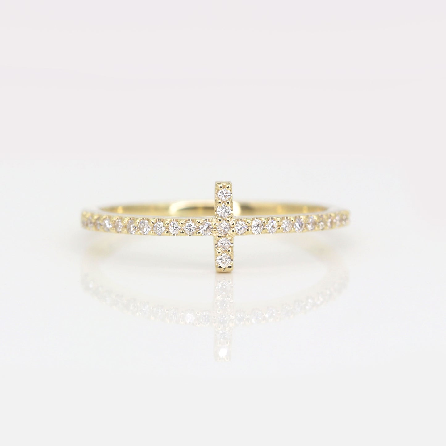 14K DIAMOND CROSS BAND