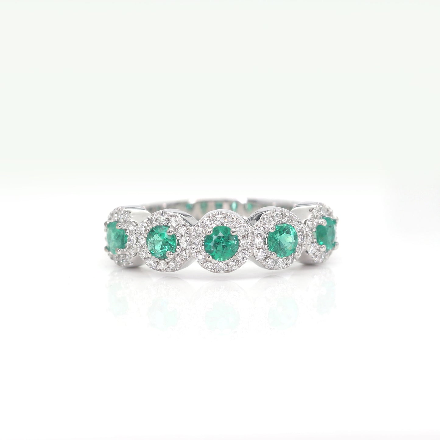 14K EMERALD 0.27CT DIAMOND HALO BAND