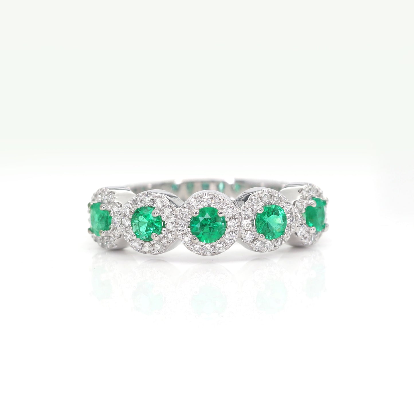 14K EMERALD 0.27CT DIAMOND HALO BAND