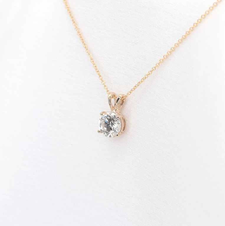 1.0ct Lab Grown Diamond Necklace / 14k Prong Sliding Necklace