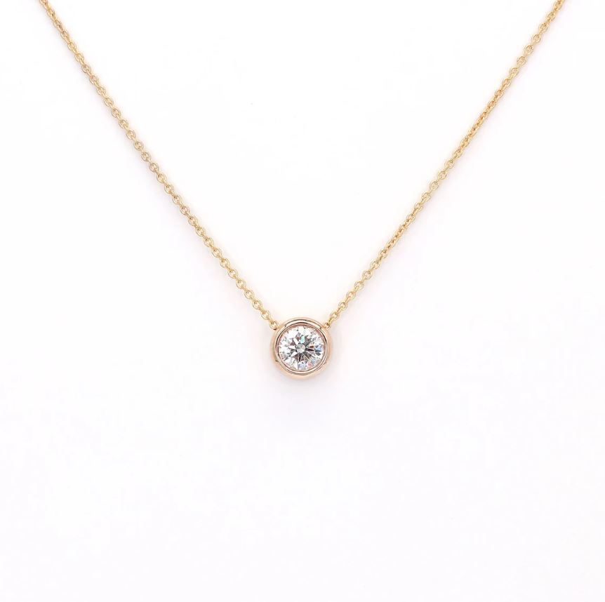 0.35ct Lab Grown Diamond Bezel 14K Gold Necklace