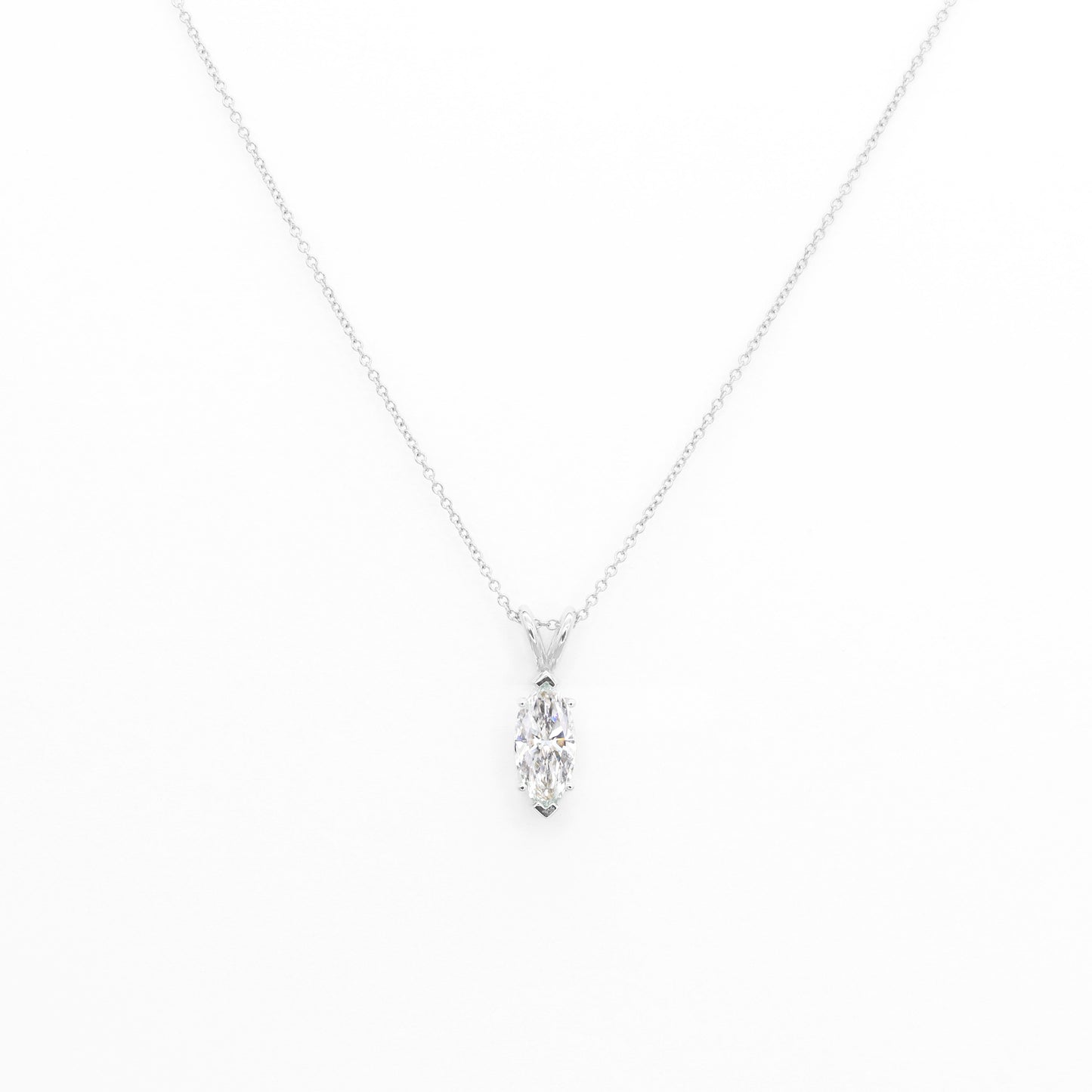 1.0ct Marquise Lab Grown Diamond Necklace / 14k Prong Necklace