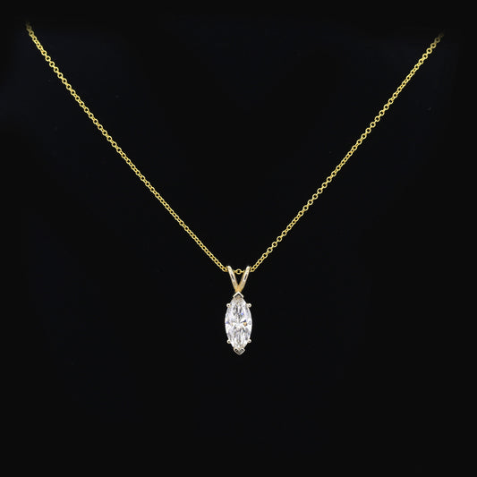 1.0ct Marquise Lab Grown Diamond Necklace / 14k Prong Necklace