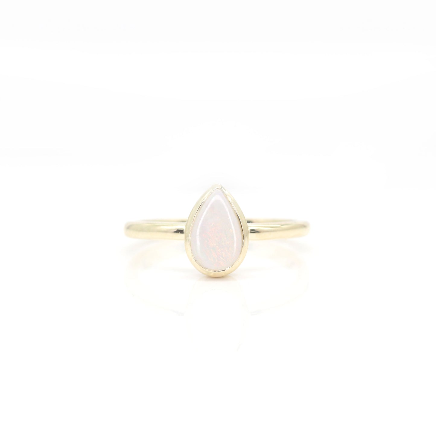 14K PEAR OPAL BEZEL SOLITAIRE RING