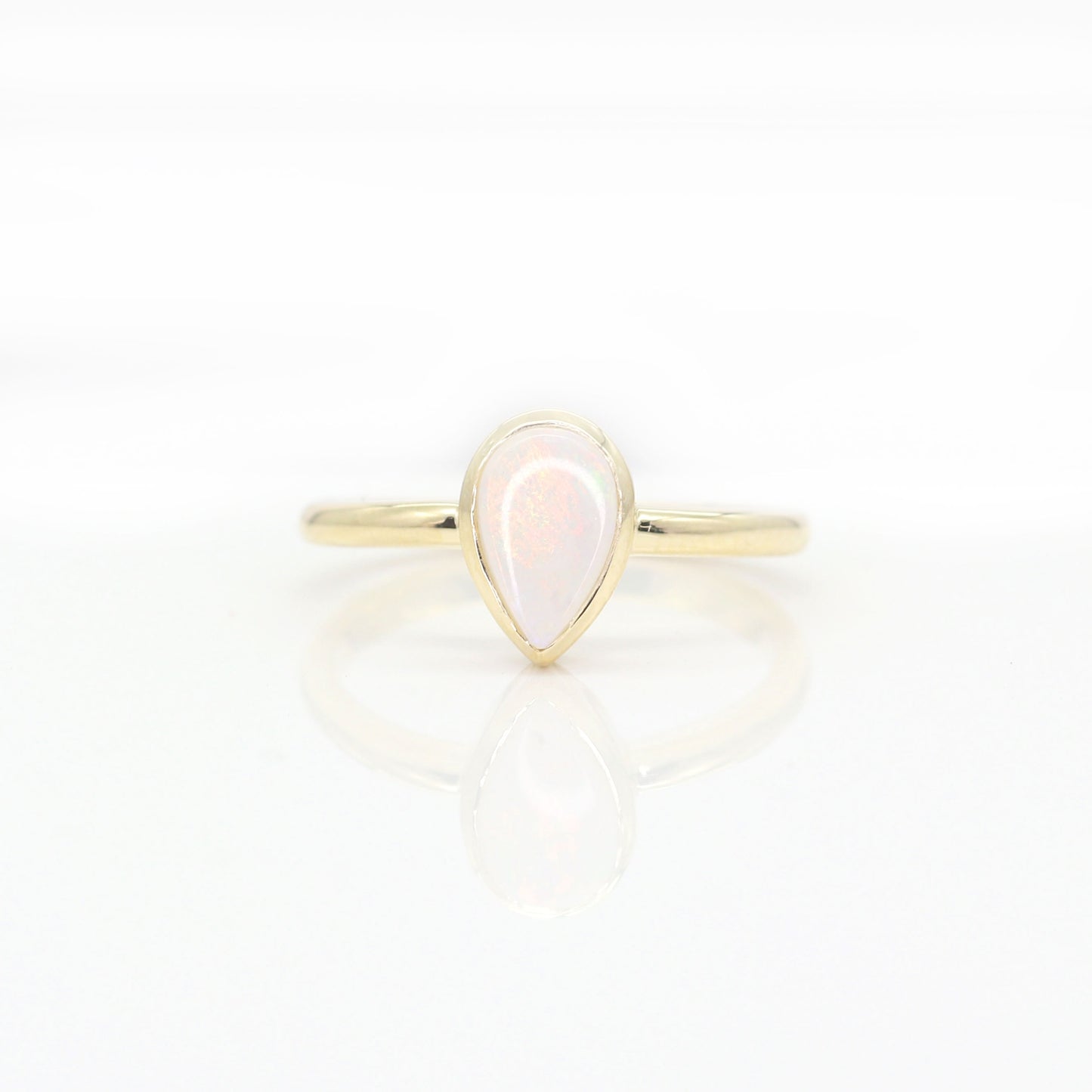 14K PEAR OPAL BEZEL SOLITAIRE RING