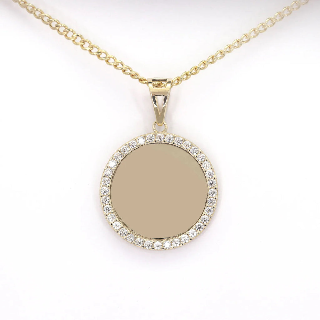 14K Yellow Gold Customize Picture Pendant Diamond Necklace