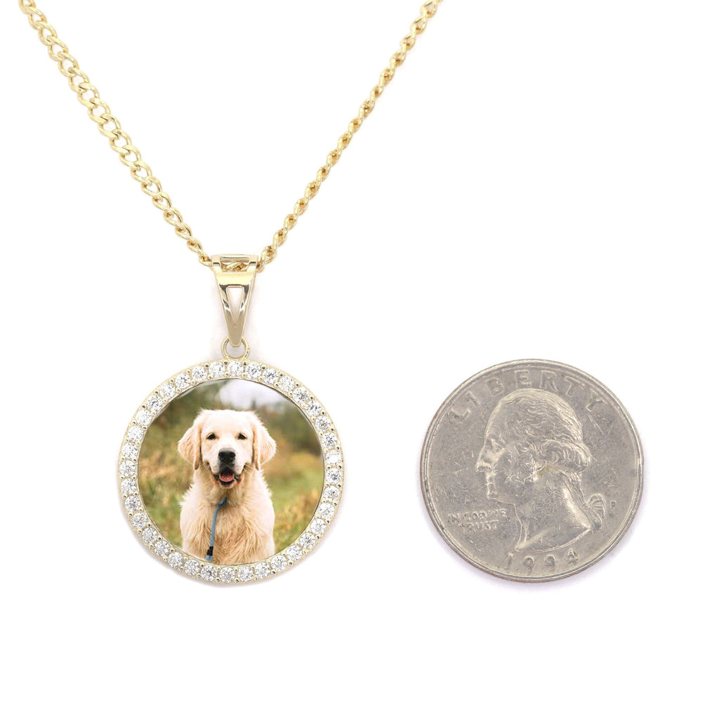 14K Yellow Gold Customize Picture Pendant Diamond Necklace