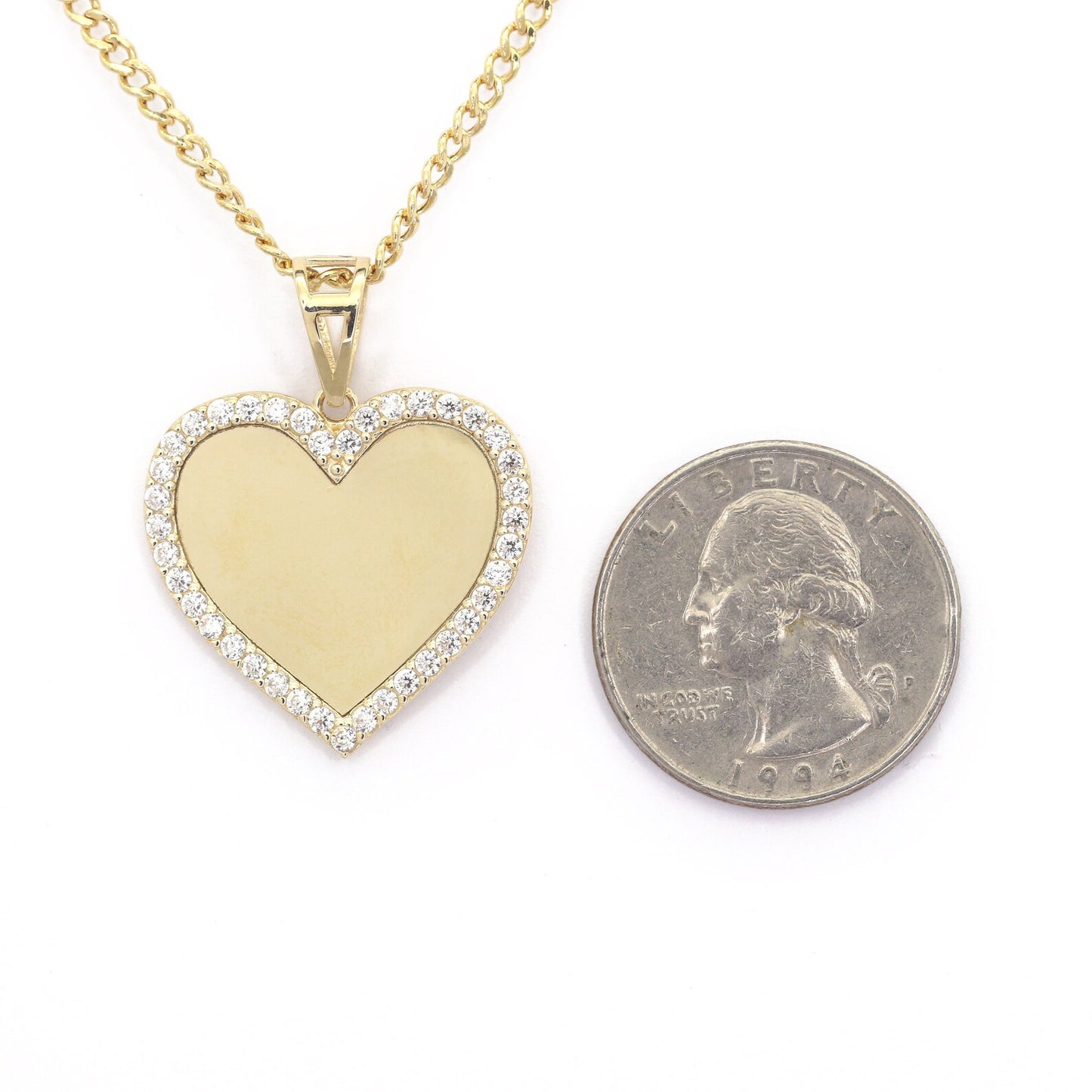 14K Yellow Gold Customize Picture Heart Pendant Necklace