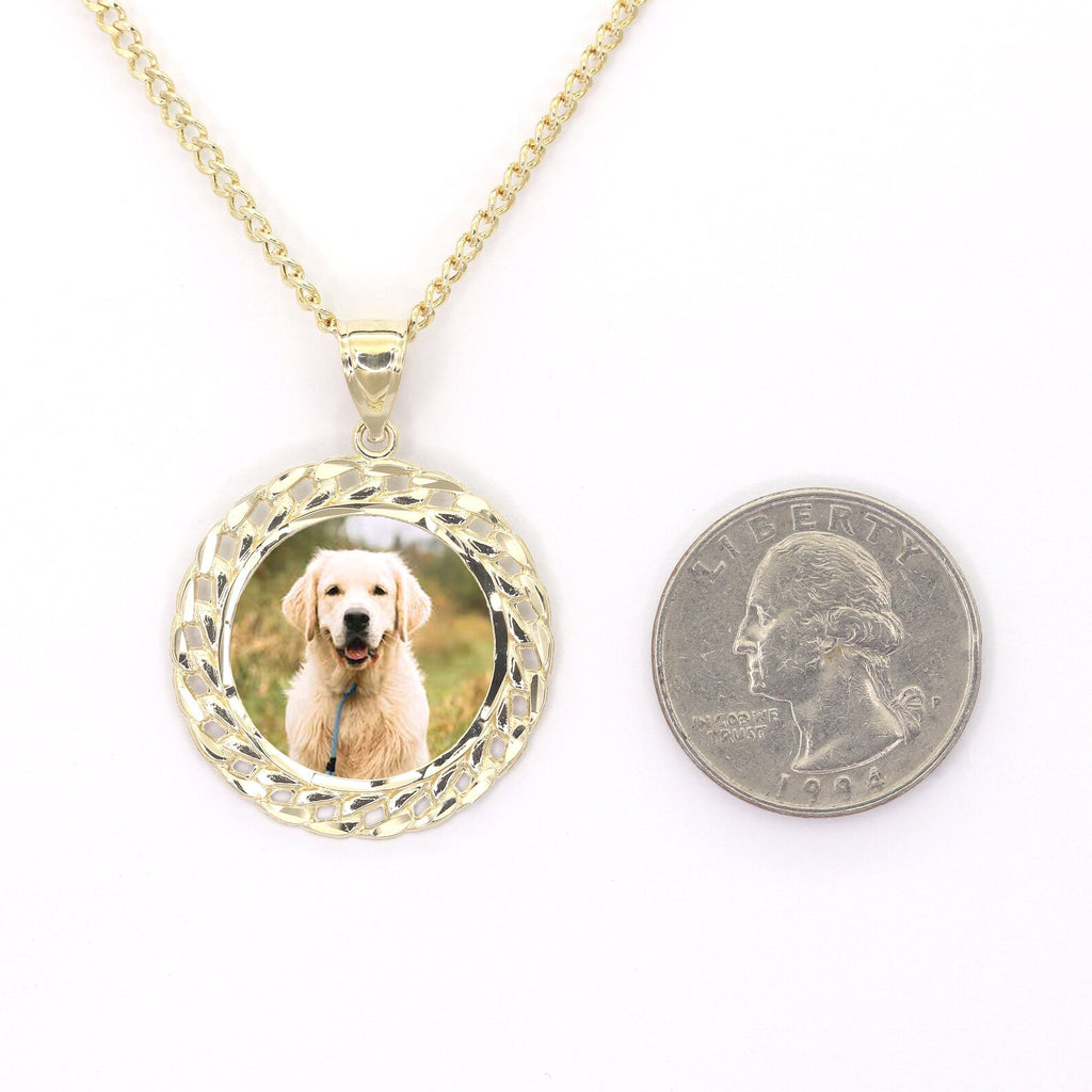 14K Yellow Gold Customize Picture Pendant Necklace