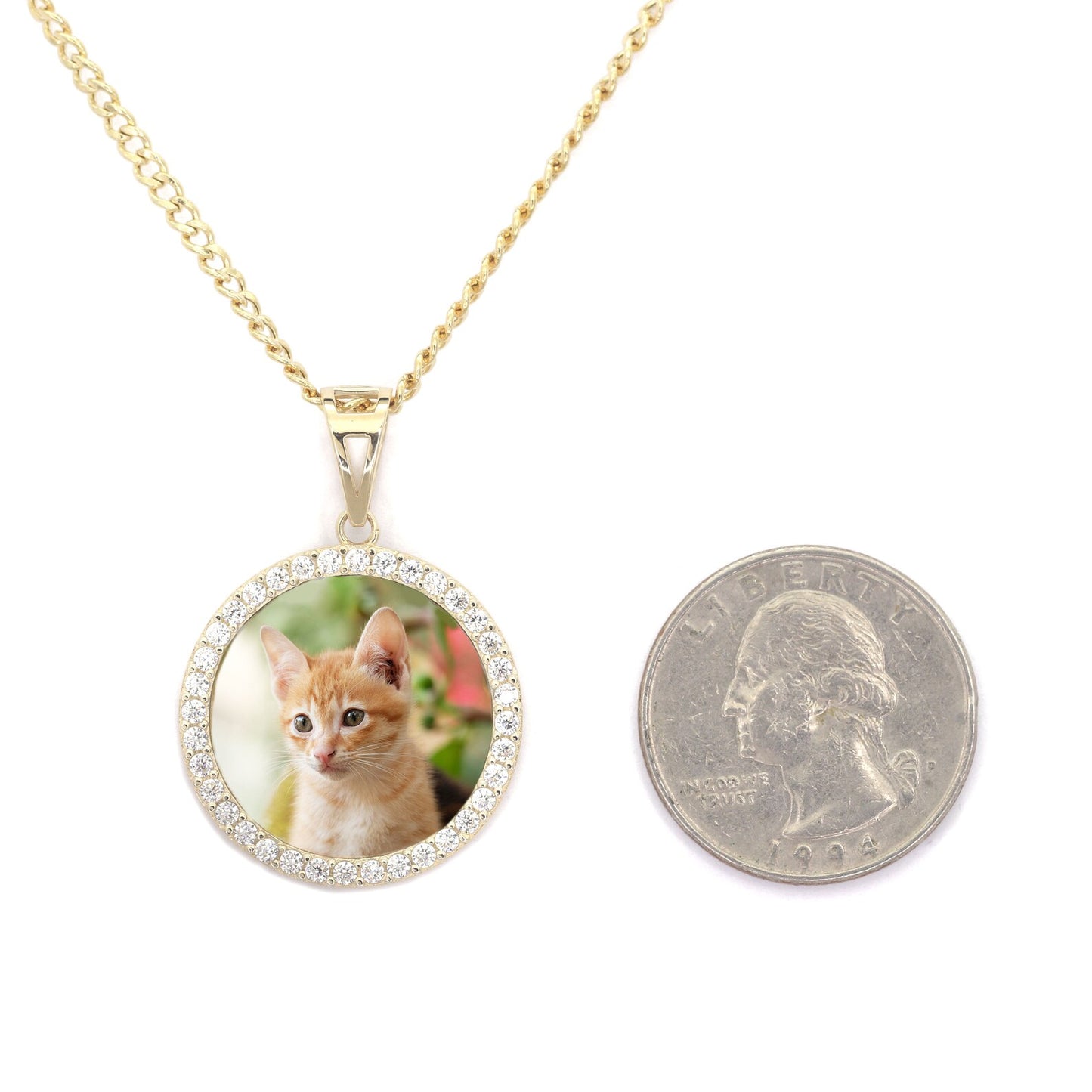 14K Yellow Gold Customize Picture Pendant Diamond Necklace