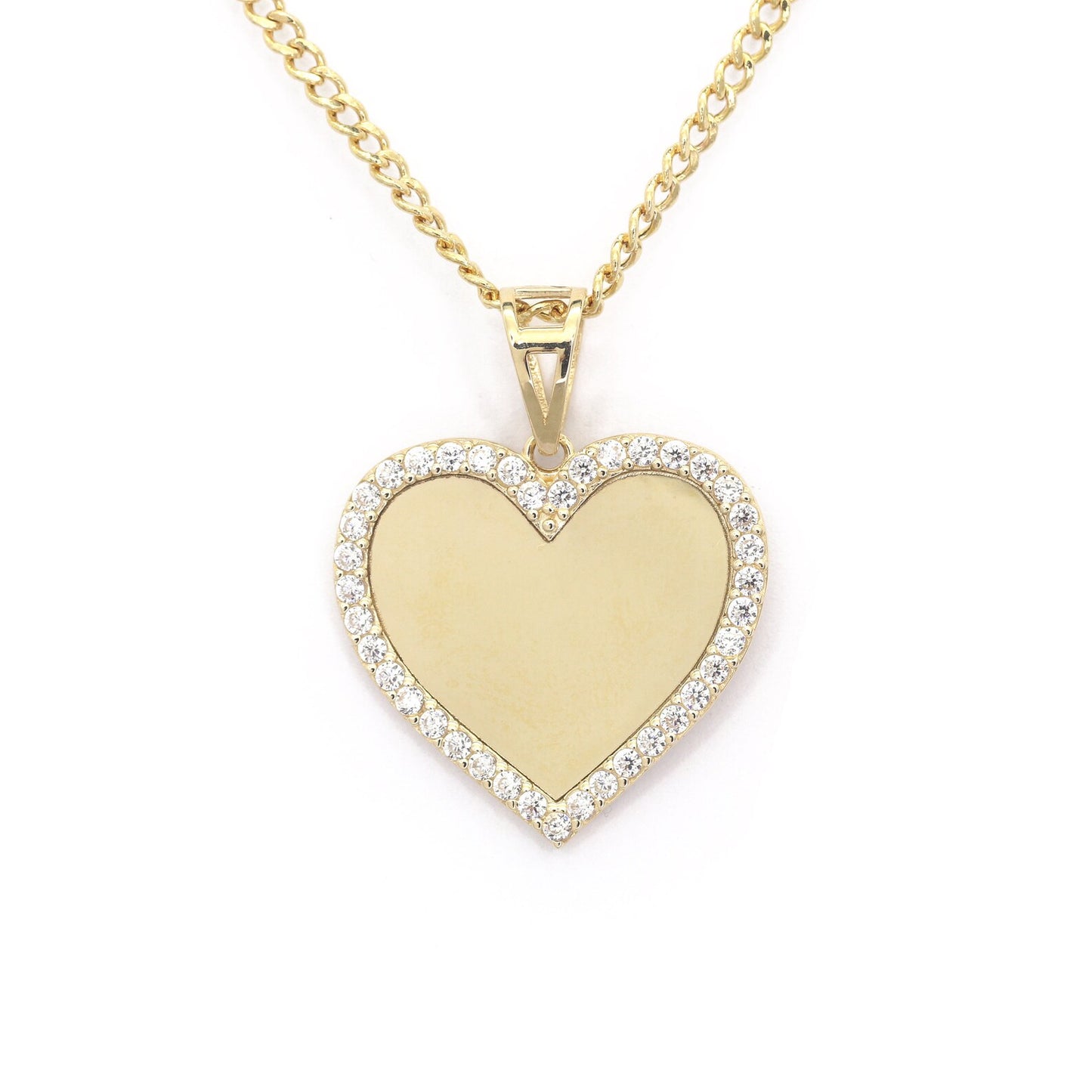 14K Yellow Gold Customize Picture Heart Pendant Necklace