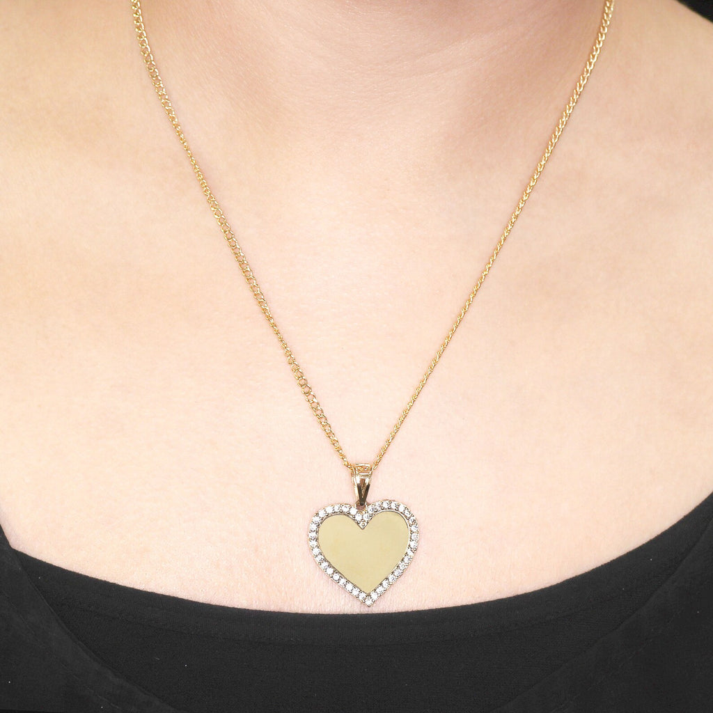 14K Yellow Gold Customize Picture Heart Pendant Necklace
