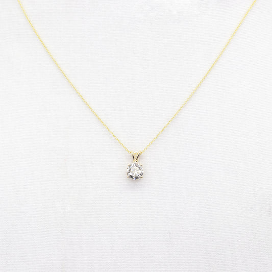 1.0ct Lab Grown Diamond Necklace / 14k Prong Sliding Necklace